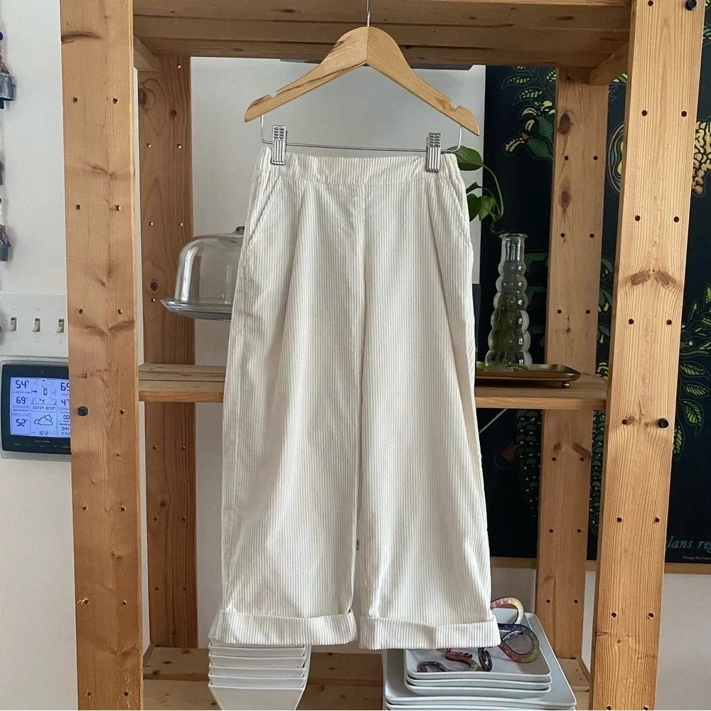 Brunello Cucinelli Kids Cream White Ribbed Wide Leg Corduroy Trousers Pants 6